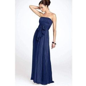 NWT BCBGMaxazria Strapless Navy Blue Silk Maxi Dress Timona Gown Size 4